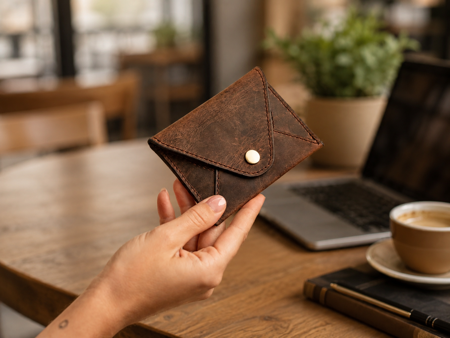 Donta Women's Full-Grain Leather Wallet – Slim Card & Cash Organizer