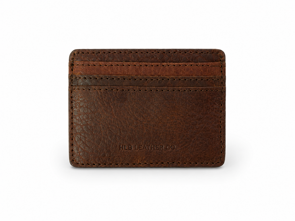 Ryder Brown Bison Leather Slim ID Wallet – Minimal Front Pocket Card Holder