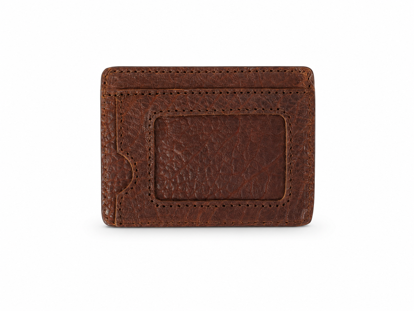 Ryder Brown Bison Leather Slim ID Wallet – Minimal Front Pocket Card Holder