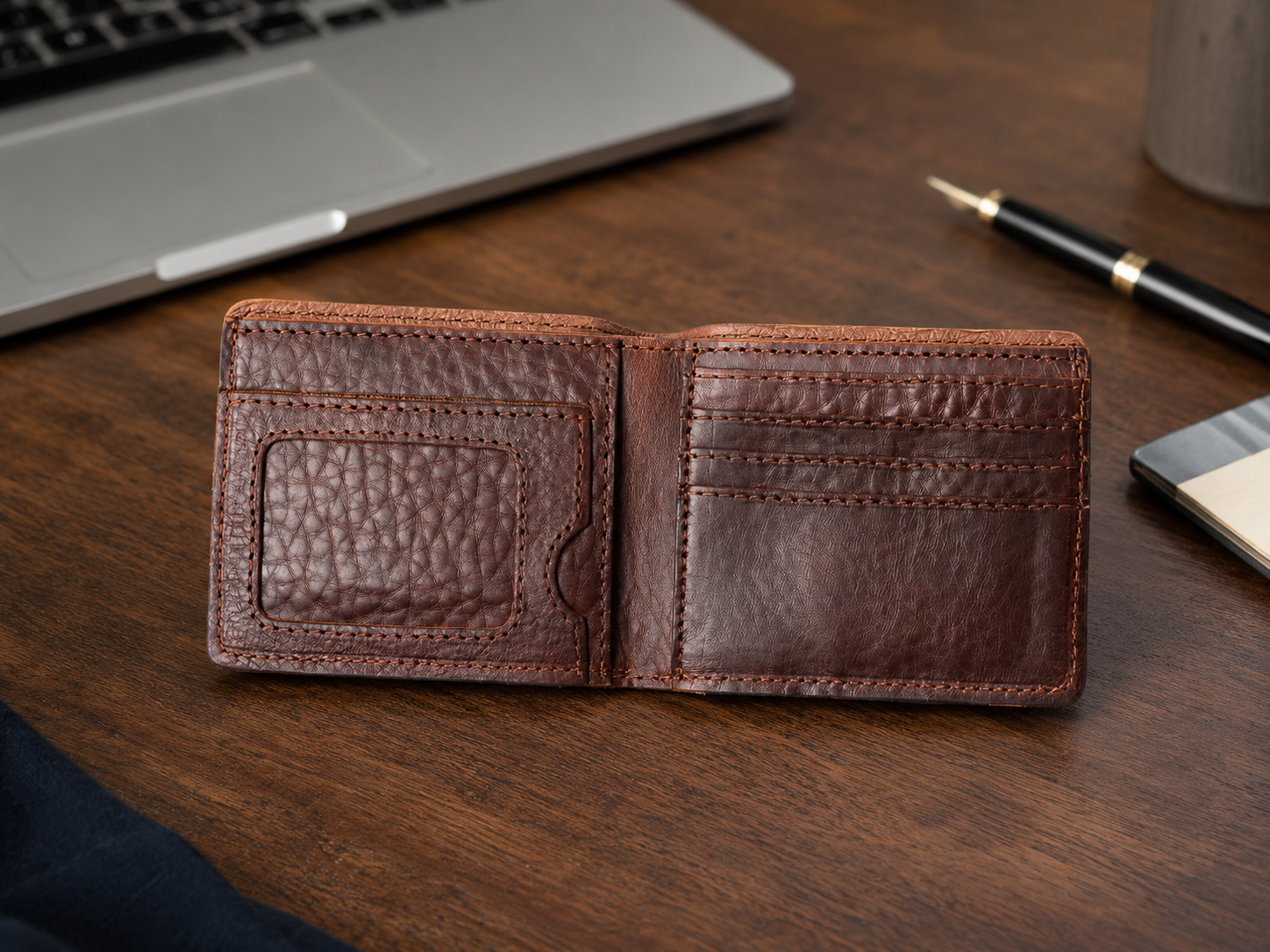 Ryder Brown Bison Leather Billfold Wallet – Classic Card & ID Organizer