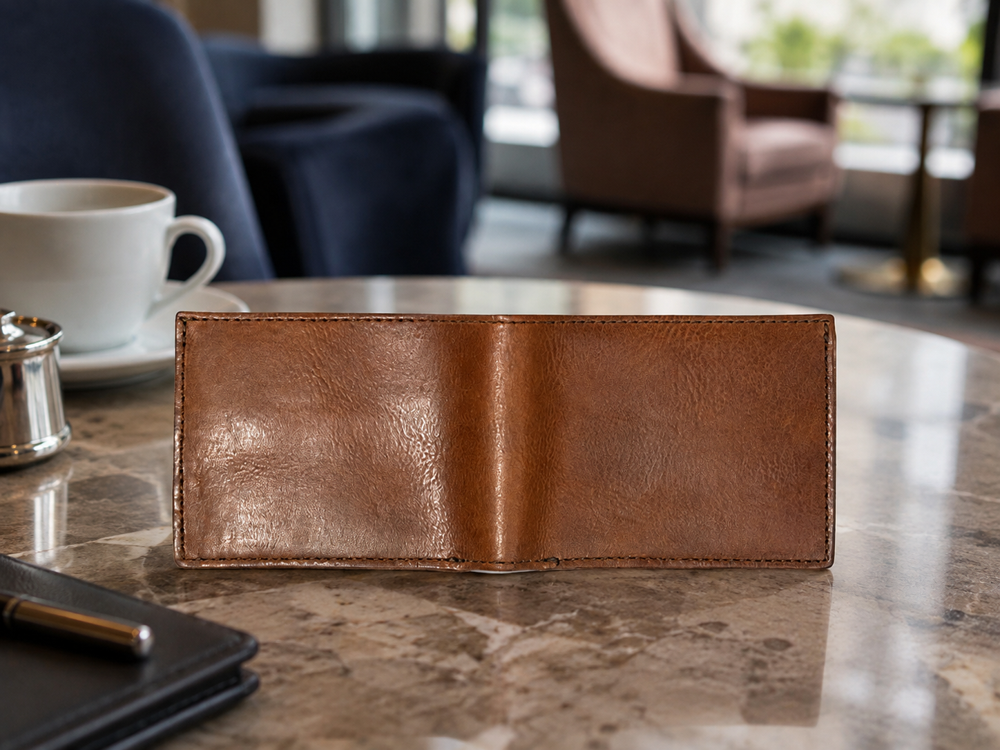Dakota Chestnut Brown Leather Bifold Wallet – Slim Card & Cash Organizer