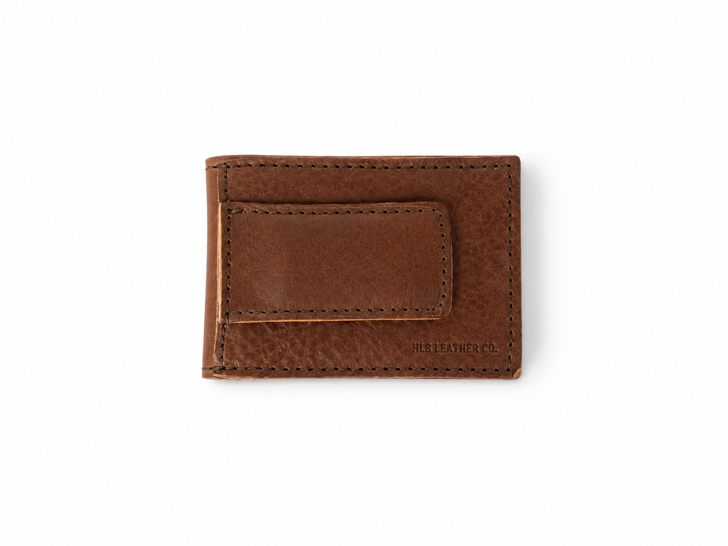 Dakota Chestnut Leather Money Clip Wallet – Slim Magnetic Bifold
