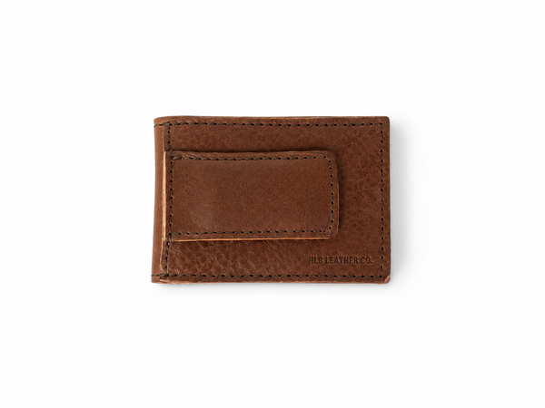 Dakota Chestnut Leather Money Clip Wallet – Slim Magnetic Bifold