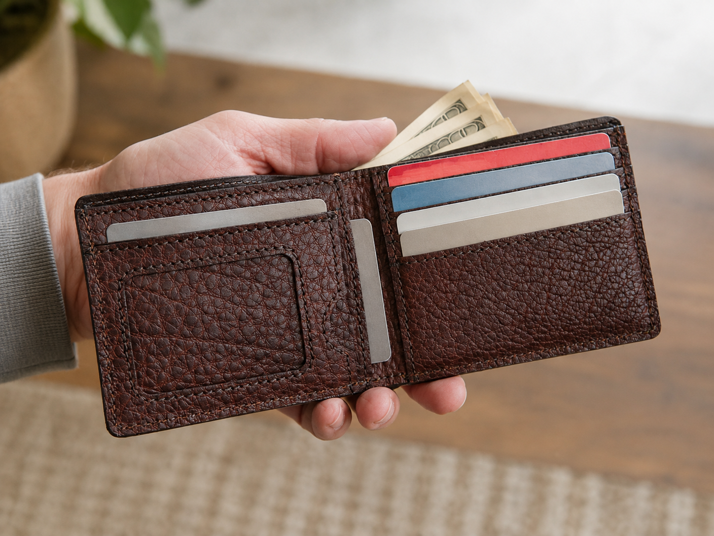 Roosevelt Buffalo Grain Bison Leather Billfold Wallet – Classic Card & Cash Organizer