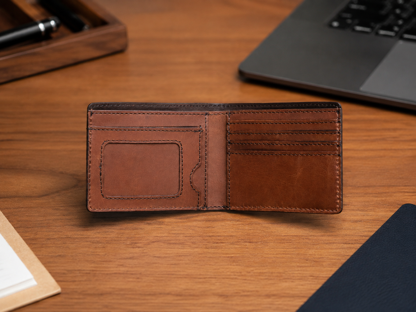 Roosevelt Amber Brown Leather Billfold Wallet – Classic Card & ID Organizer