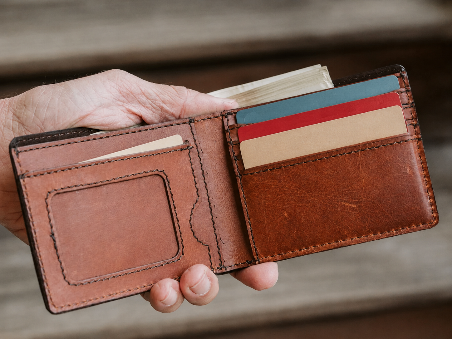 Roosevelt Amber Brown Leather Billfold Wallet – Classic Card & ID Organizer
