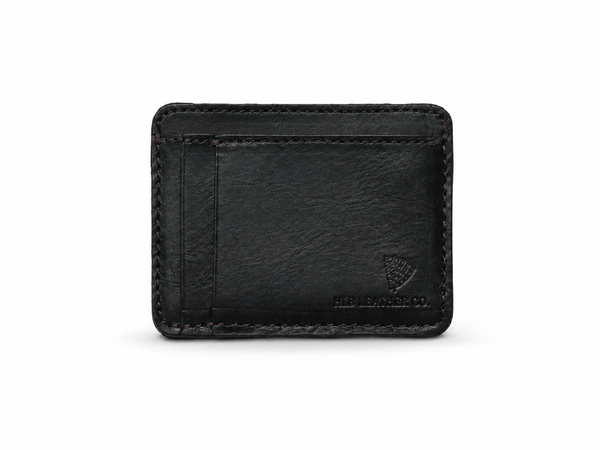 Jefferson Black Leather Slim ID Wallet – Minimal Front Pocket Card Holder
