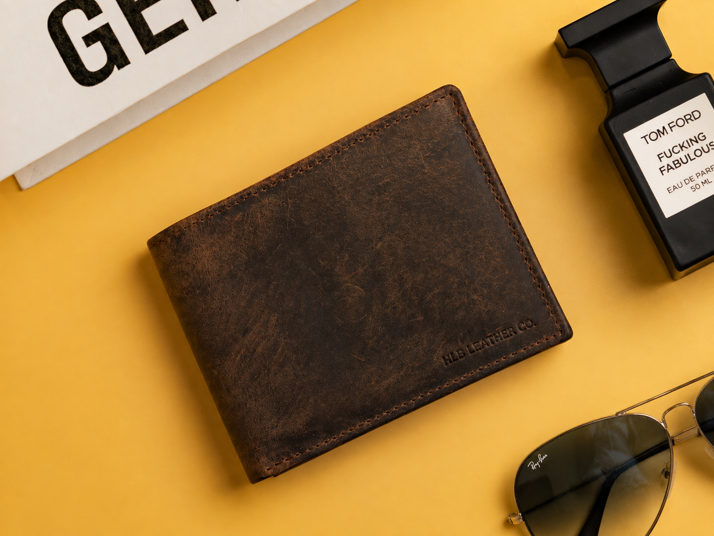 Hugo Full-Grain Leather Bifold Wallet – Slim Card, Cash & ID Organizer