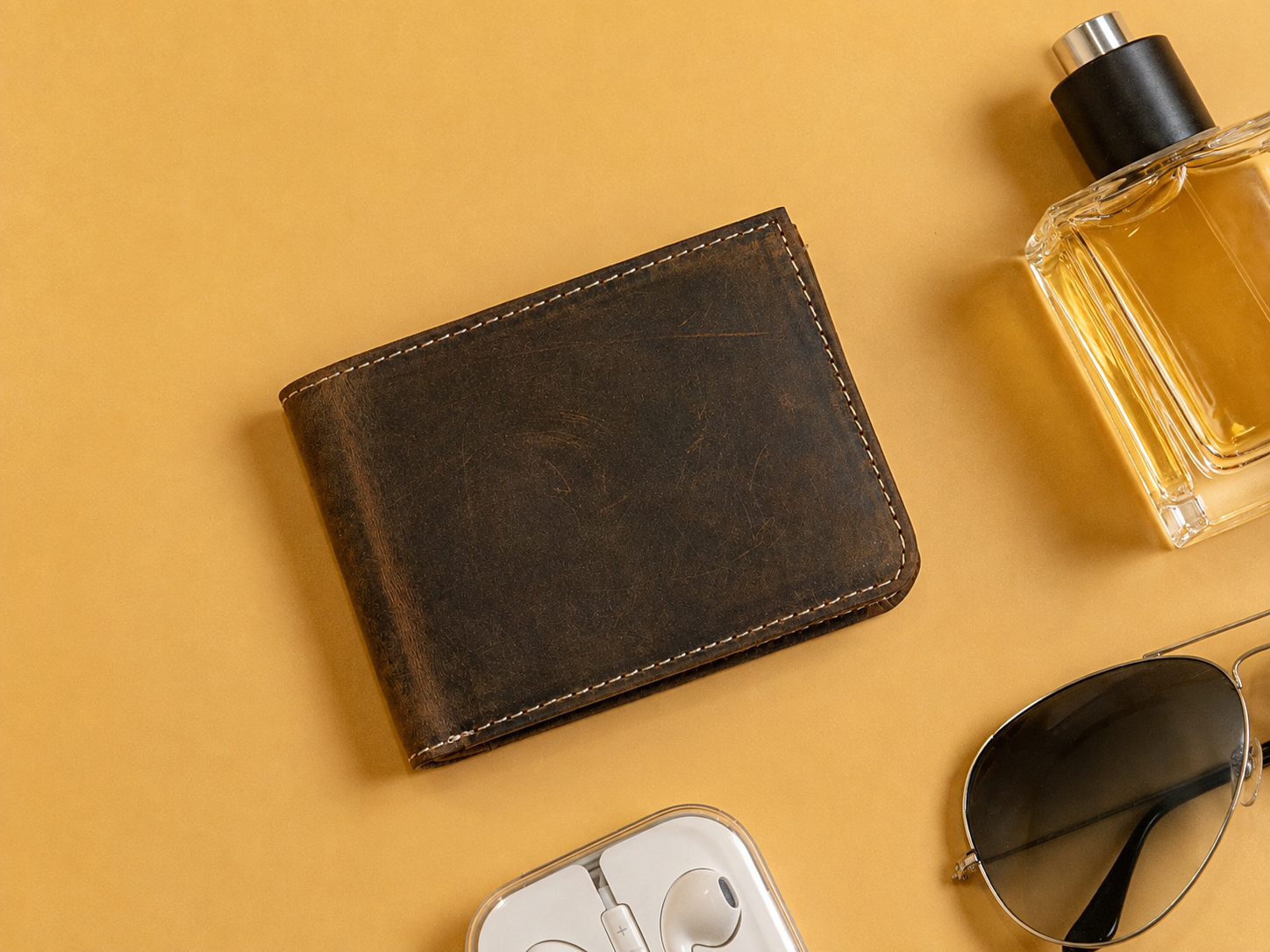 Darro Slim Full-Grain Leather Bifold Wallet – Minimal Card & Cash Holder