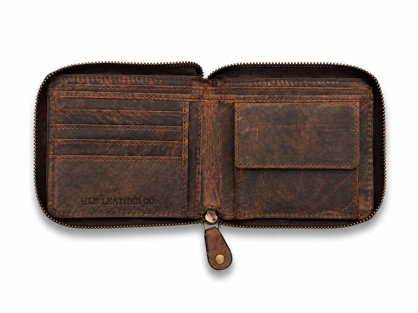 Urban Full-Grain Leather Zipper Wallet – Compact Card, Coin & ID Organizer