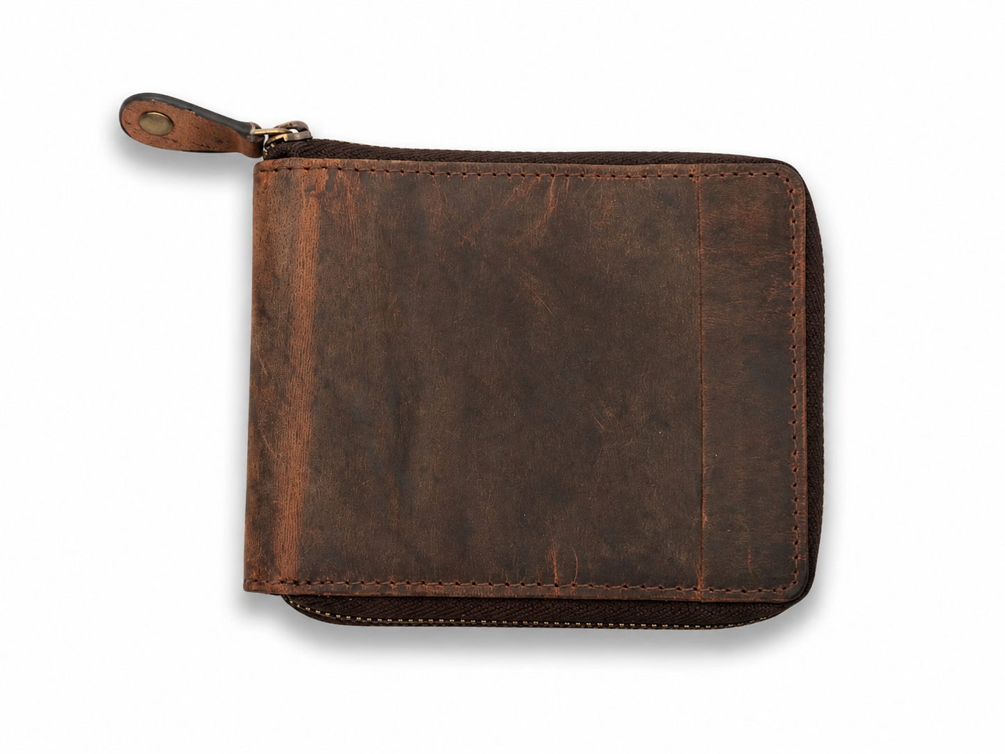 Urban Full-Grain Leather Zipper Wallet – Compact Card, Coin & ID Organizer