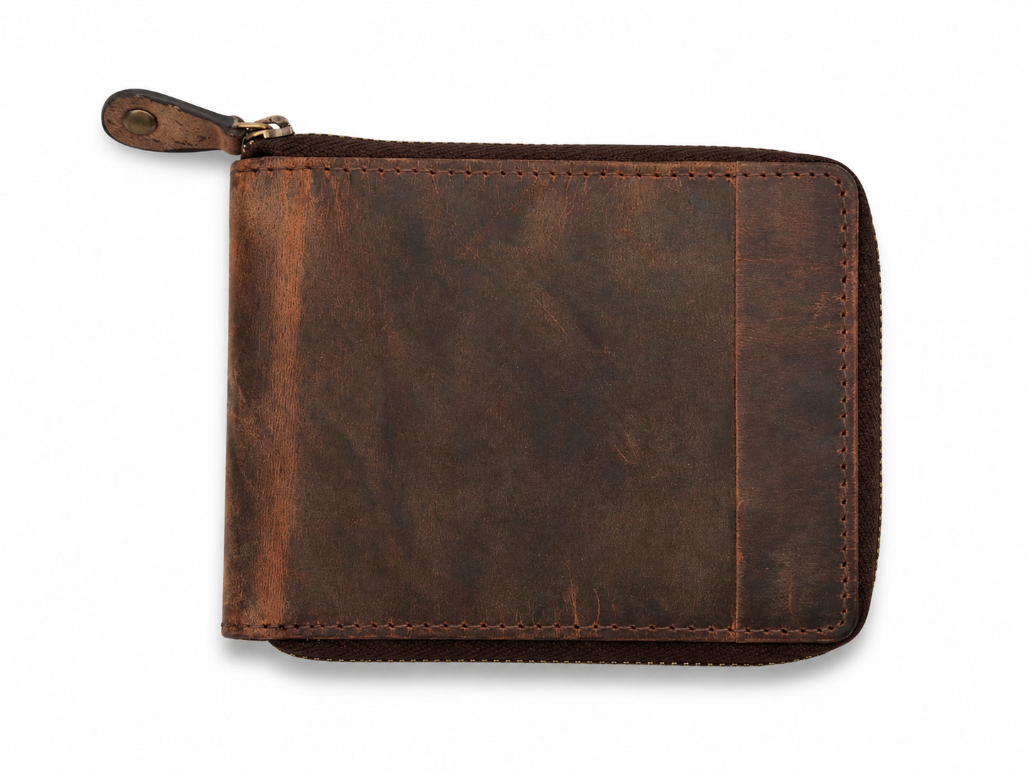 Urban Full-Grain Leather Zipper Wallet – Compact Card, Coin & ID Organizer