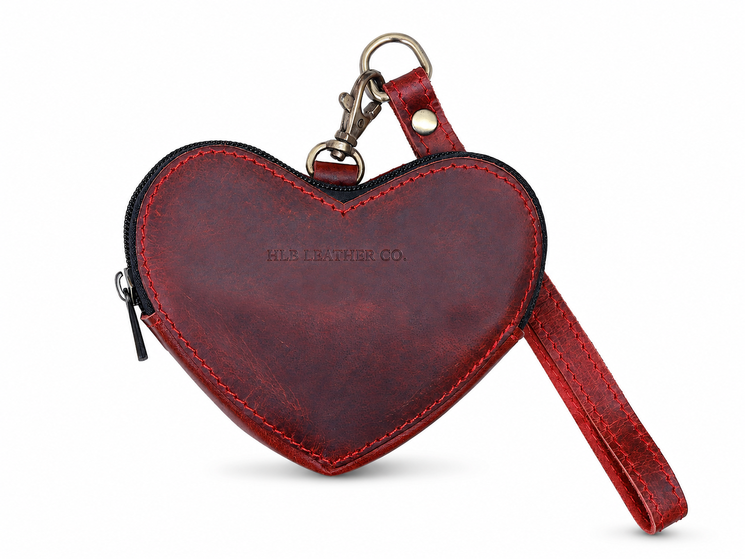 Brown Genuine Leather Heart Wristlet – Mini Clutch Purse