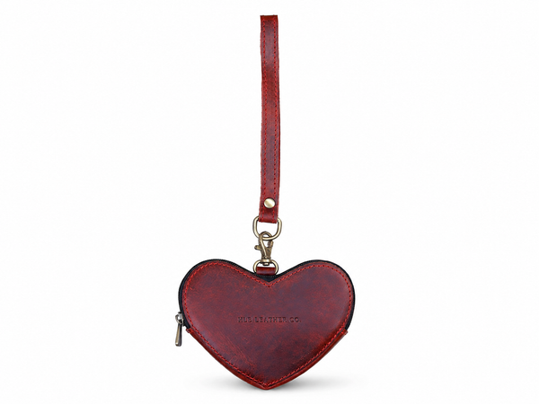 Brown Genuine Leather Heart Wristlet – Mini Clutch Purse