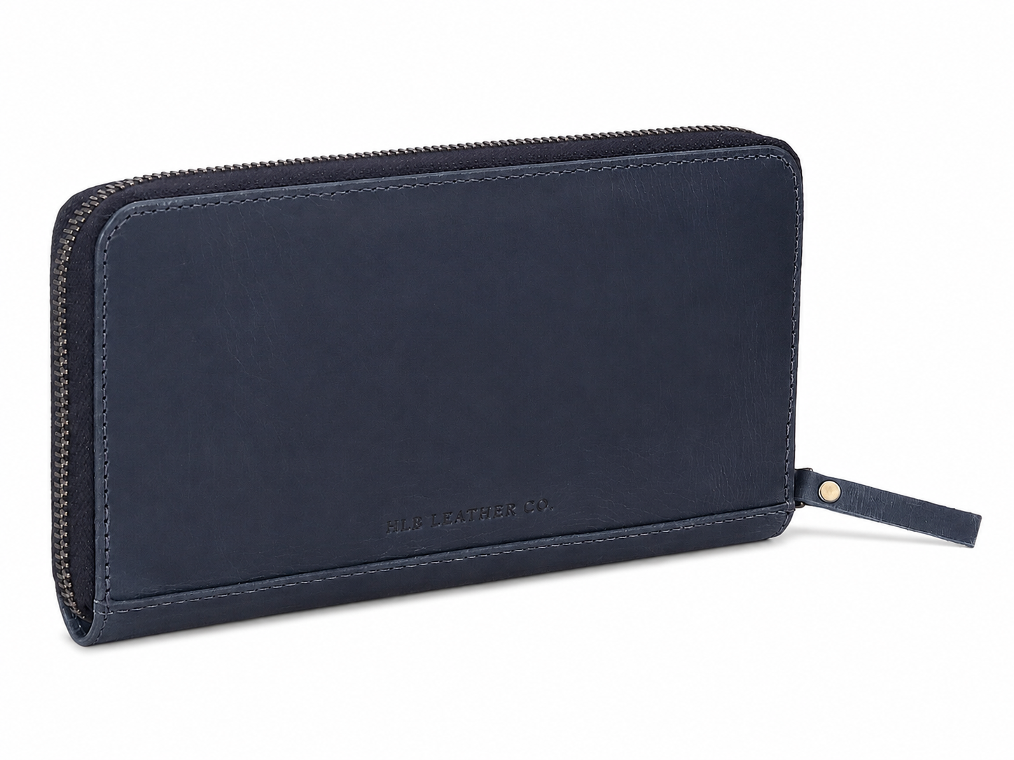 Seine Navy Full-Grain Leather Wallet – Card, Cash & Coin Organizer