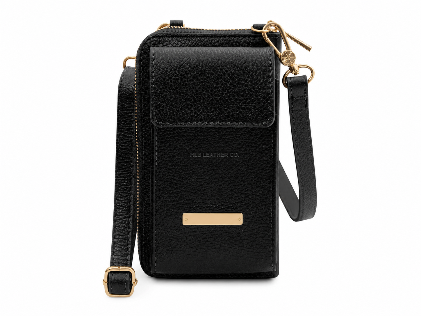 Anduze Hammered Leather Crossbody Wallet – Detachable Strap Card & Coin Organizer