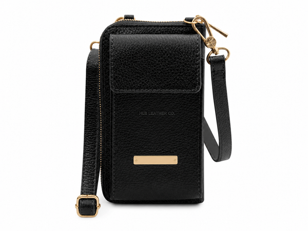Anduze Hammered Leather Crossbody Wallet – Detachable Strap Card & Coin Organizer
