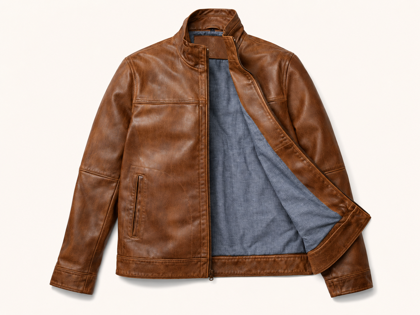 Premium Lightweight Leather Jacket for Men – Copperwood Brown