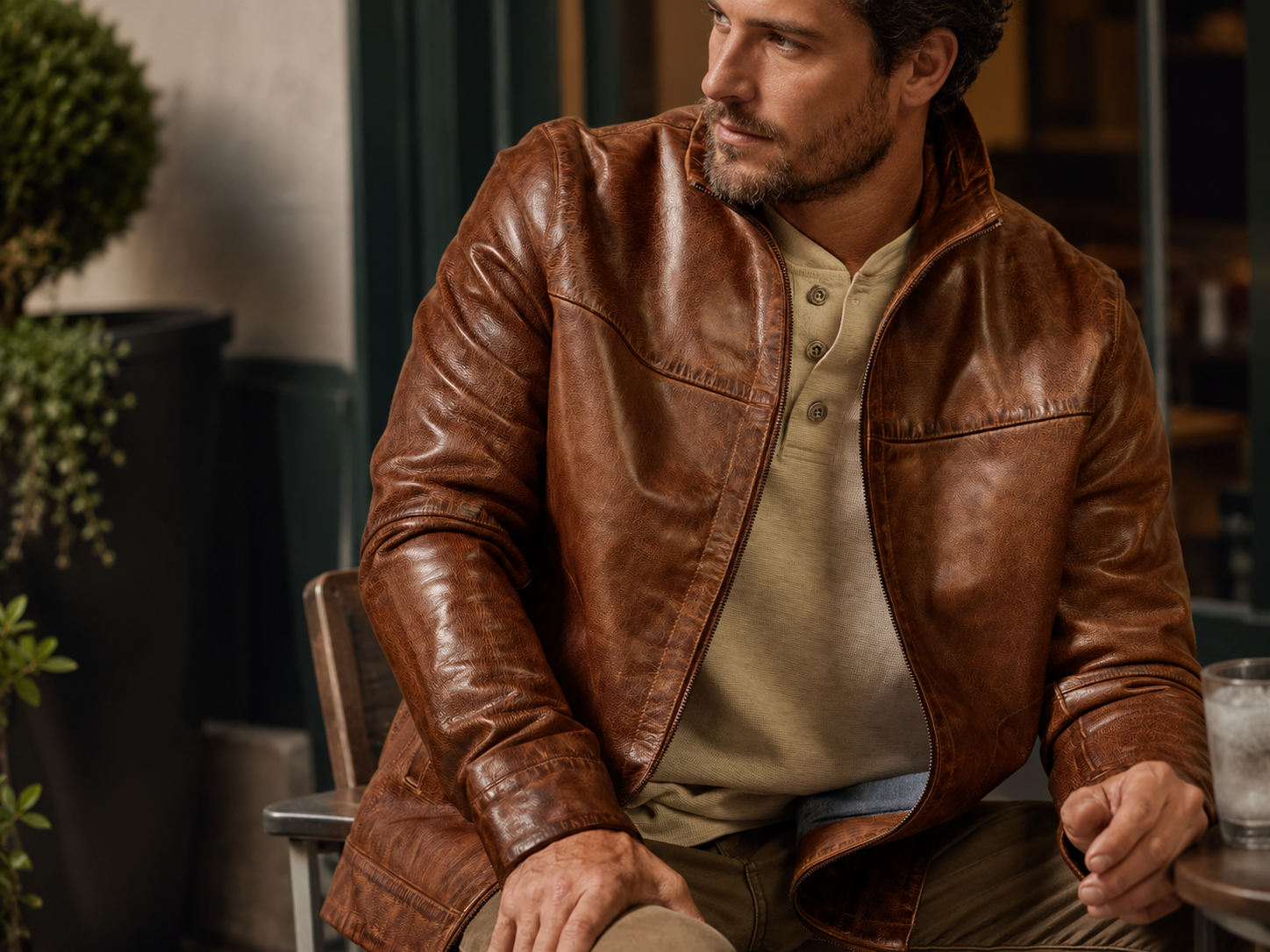 Premium Lightweight Leather Jacket for Men – Copperwood Brown