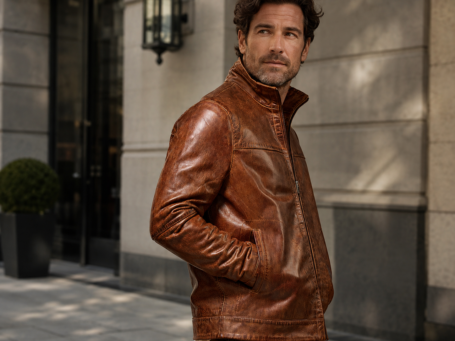 Premium Lightweight Leather Jacket for Men – Copperwood Brown