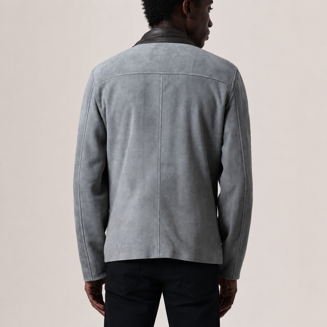 Men’s Grey Goatskin Suede Cafe Racer Jacket