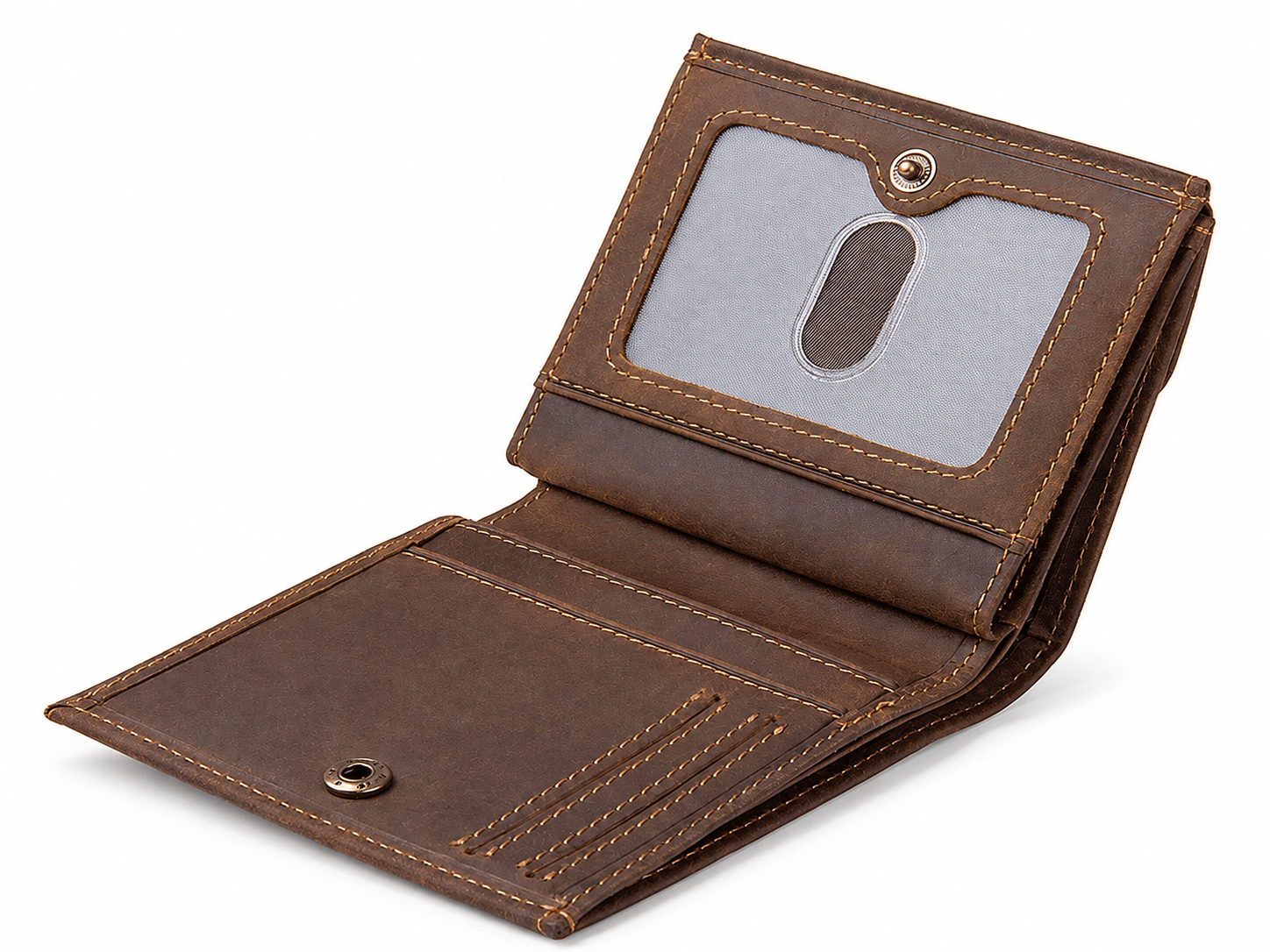 Full-Grain Leather RFID Bifold Wallet – Coin Pocket, Card & ID Organizer