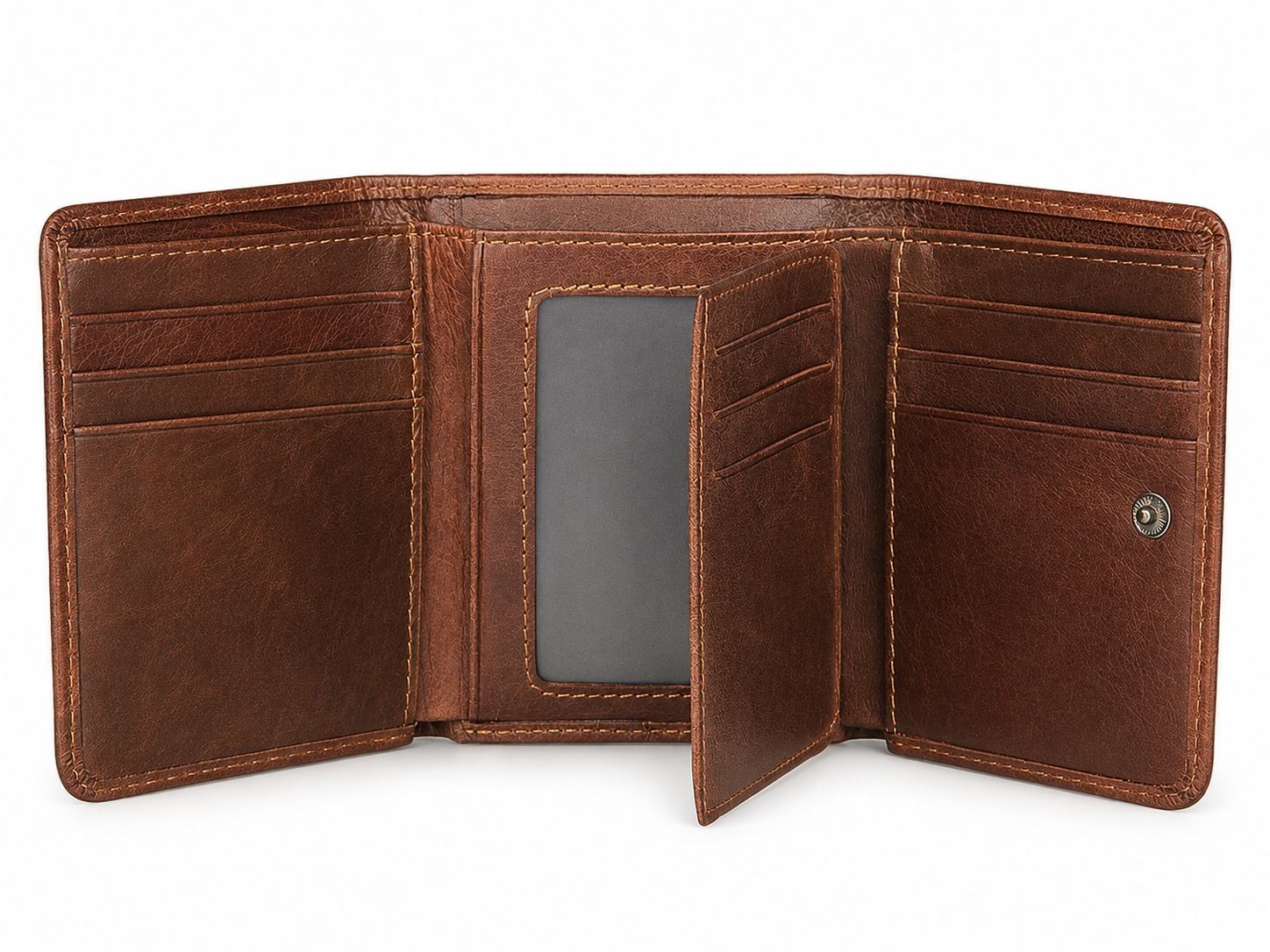 Handmade Leather Trifold Wallet with Multiple Card Slots