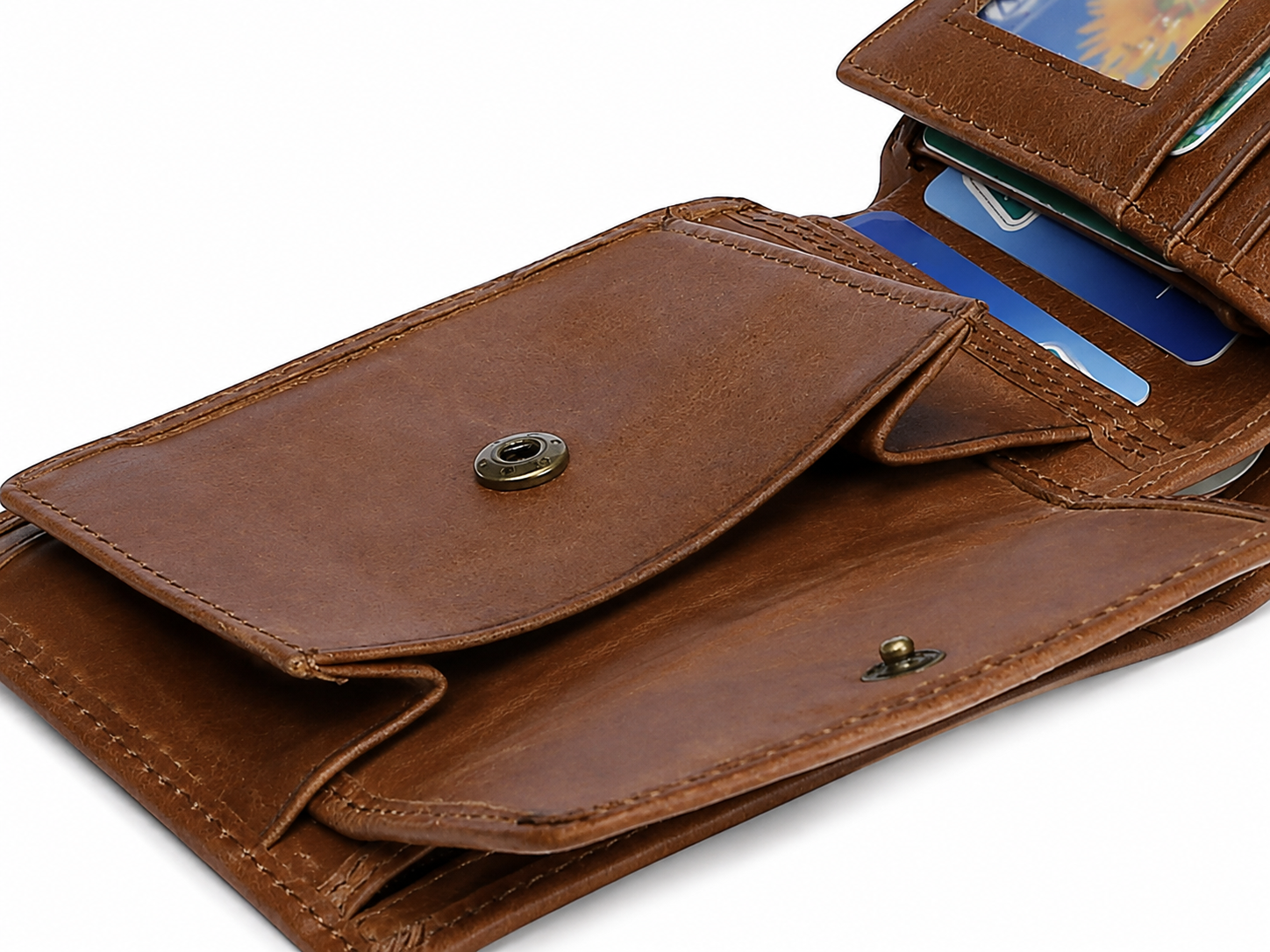 Full-Grain Leather RFID Bifold Wallet – 8-Card ID & Cash Organizer
