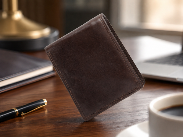 Full-Grain Leather RFID Bifold Wallet – 8-Card ID & Cash Organizer