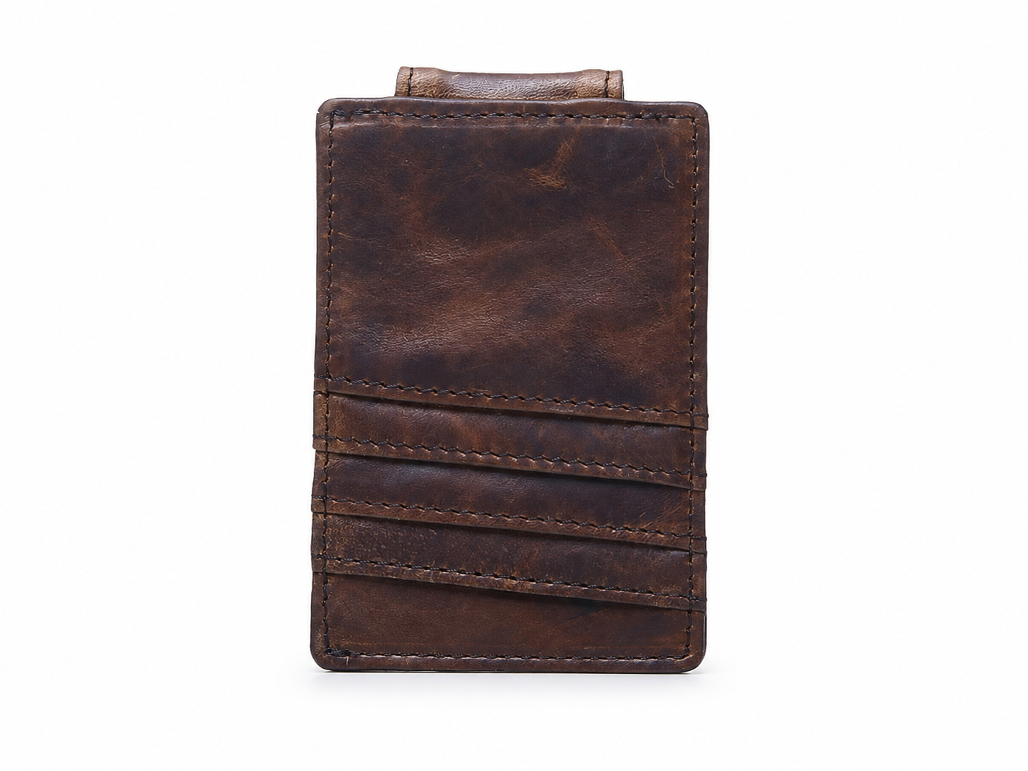 Slim Leather RFID Wallet – 4-Card Holder with Stainless Steel Money Clip