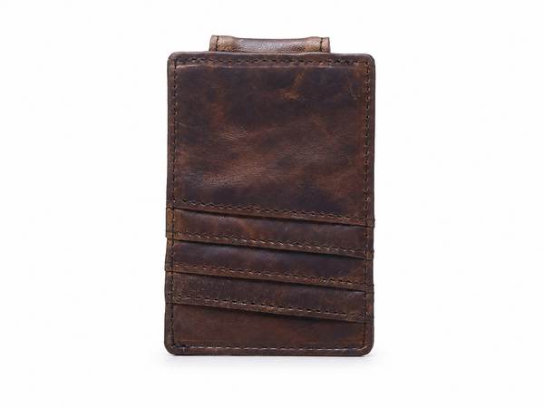 Slim Leather RFID Wallet – 4-Card Holder with Stainless Steel Money Clip