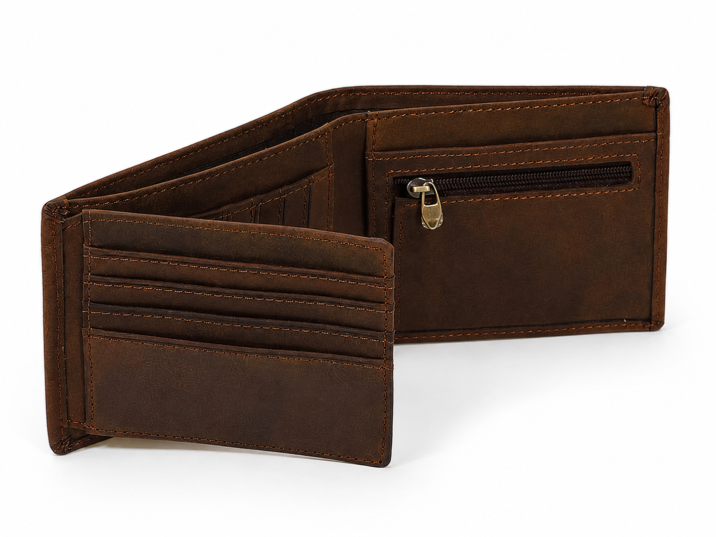 Men's Full-Grain Leather Slim Trifold Wallet – Card, ID & Coin Organizer