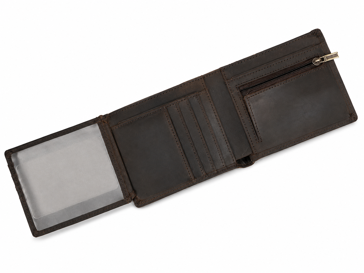 Men's Full-Grain Leather Slim Trifold Wallet – Card, ID & Coin Organizer