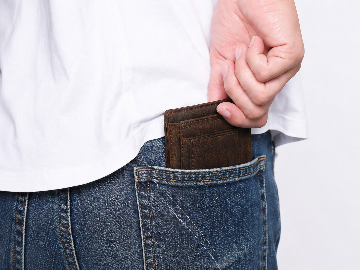 Men's Slim Leather Money Clip Wallet – 4-Card ID Holder
