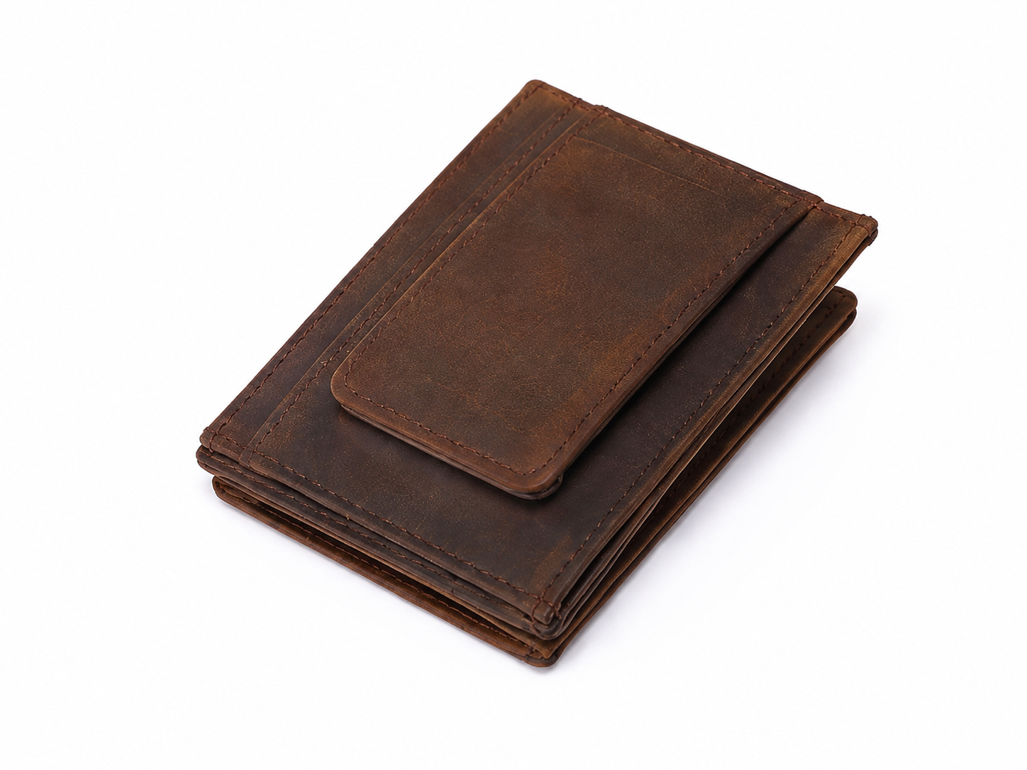 Men's Slim Leather Money Clip Wallet – 4-Card ID Holder