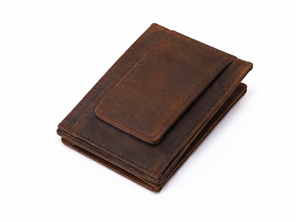 Men's Slim Leather Money Clip Wallet – 4-Card ID Holder