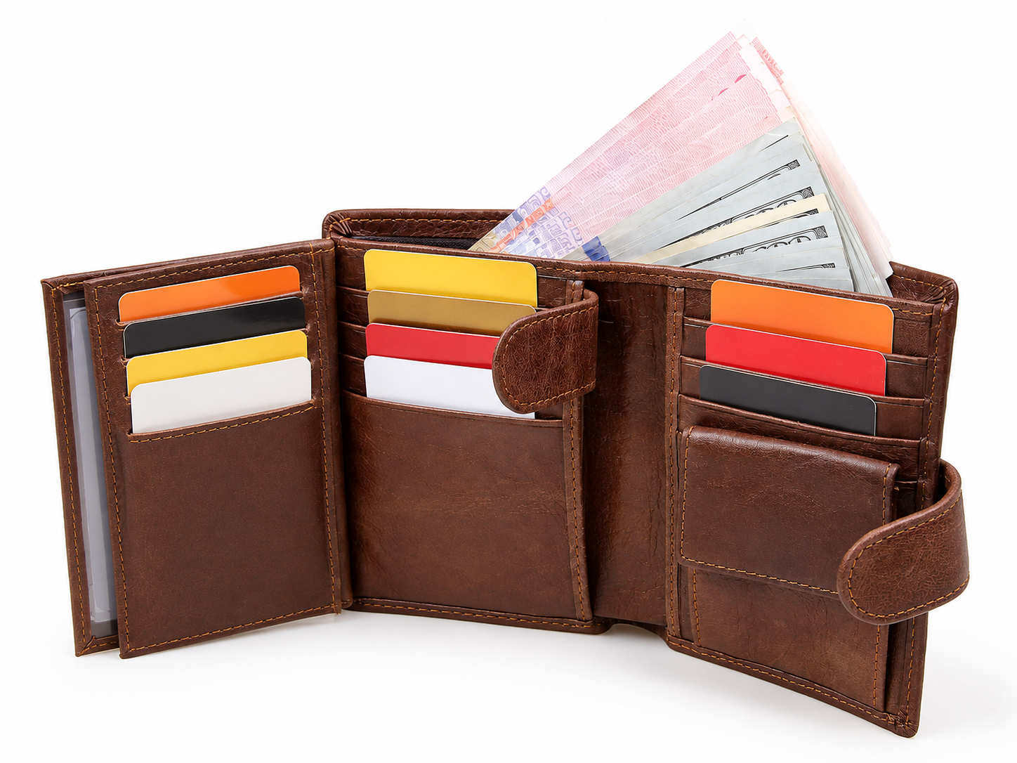 Full-Grain Leather RFID Trifold Wallet – 12-Card & ID Organizer