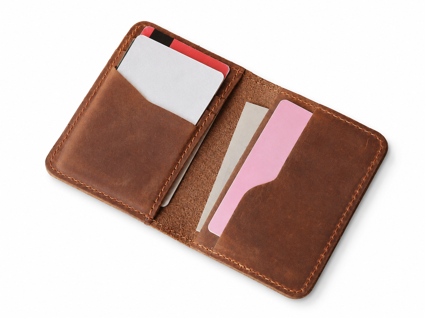 Men's Minimalist Full-Grain Leather Bifold Wallet – Slim Card & Cash Holder