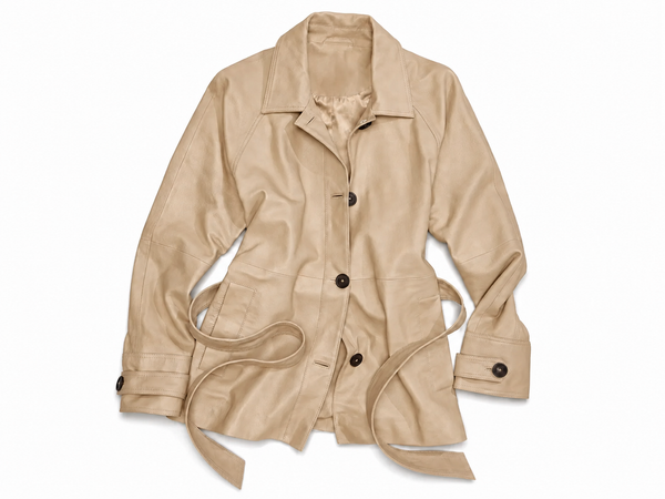 Women’s Lightweight Genuine Goat Leather Short Trench Coat