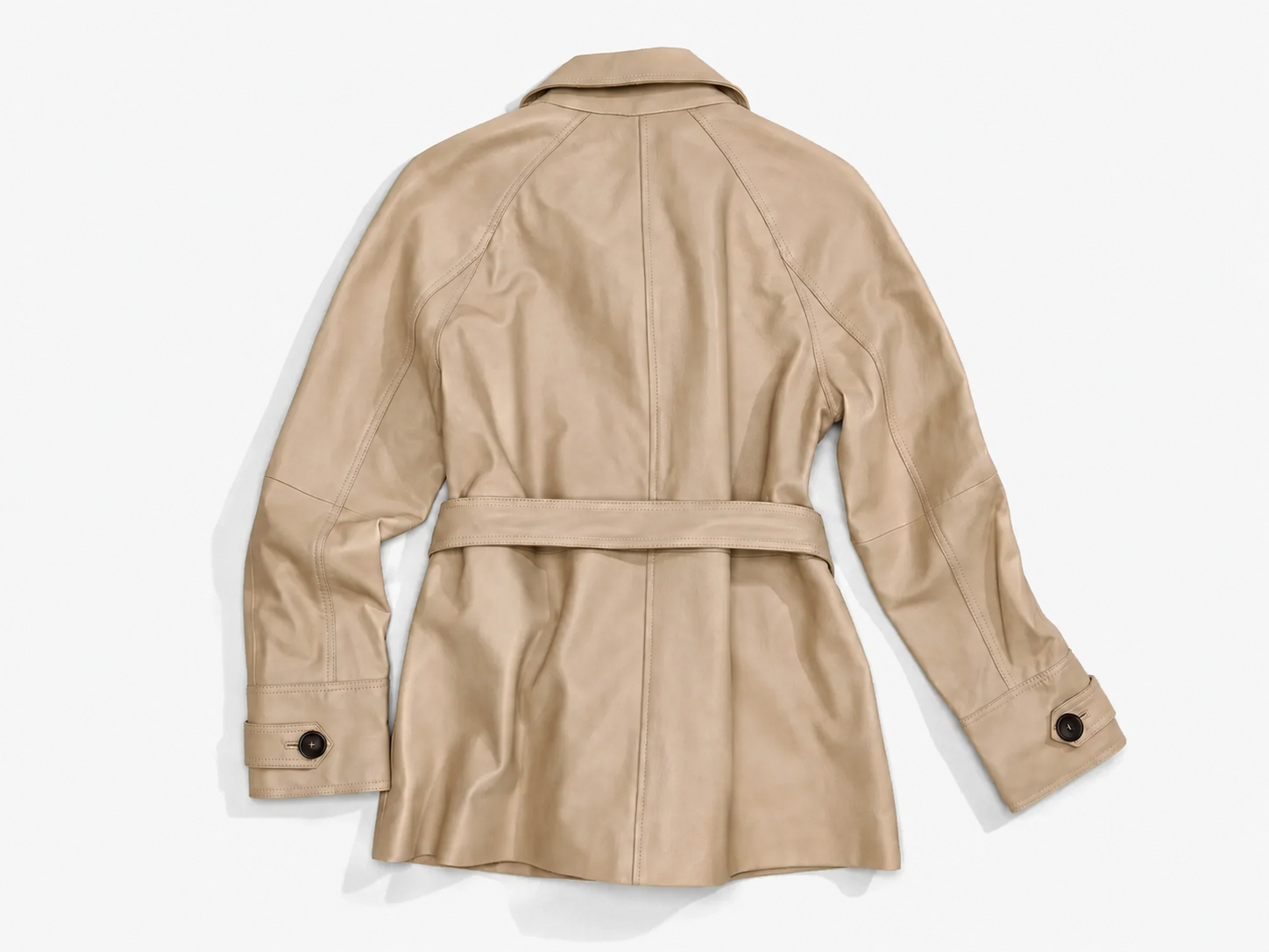 Women’s Lightweight Genuine Goat Leather Short Trench Coat