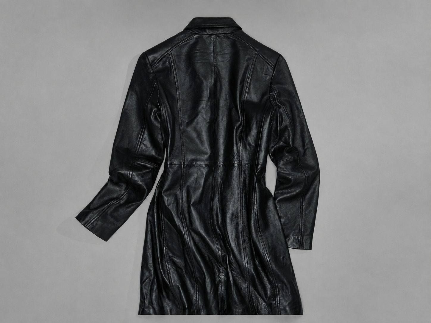 Women’s Genuine Leather Button-Down Trench Coat