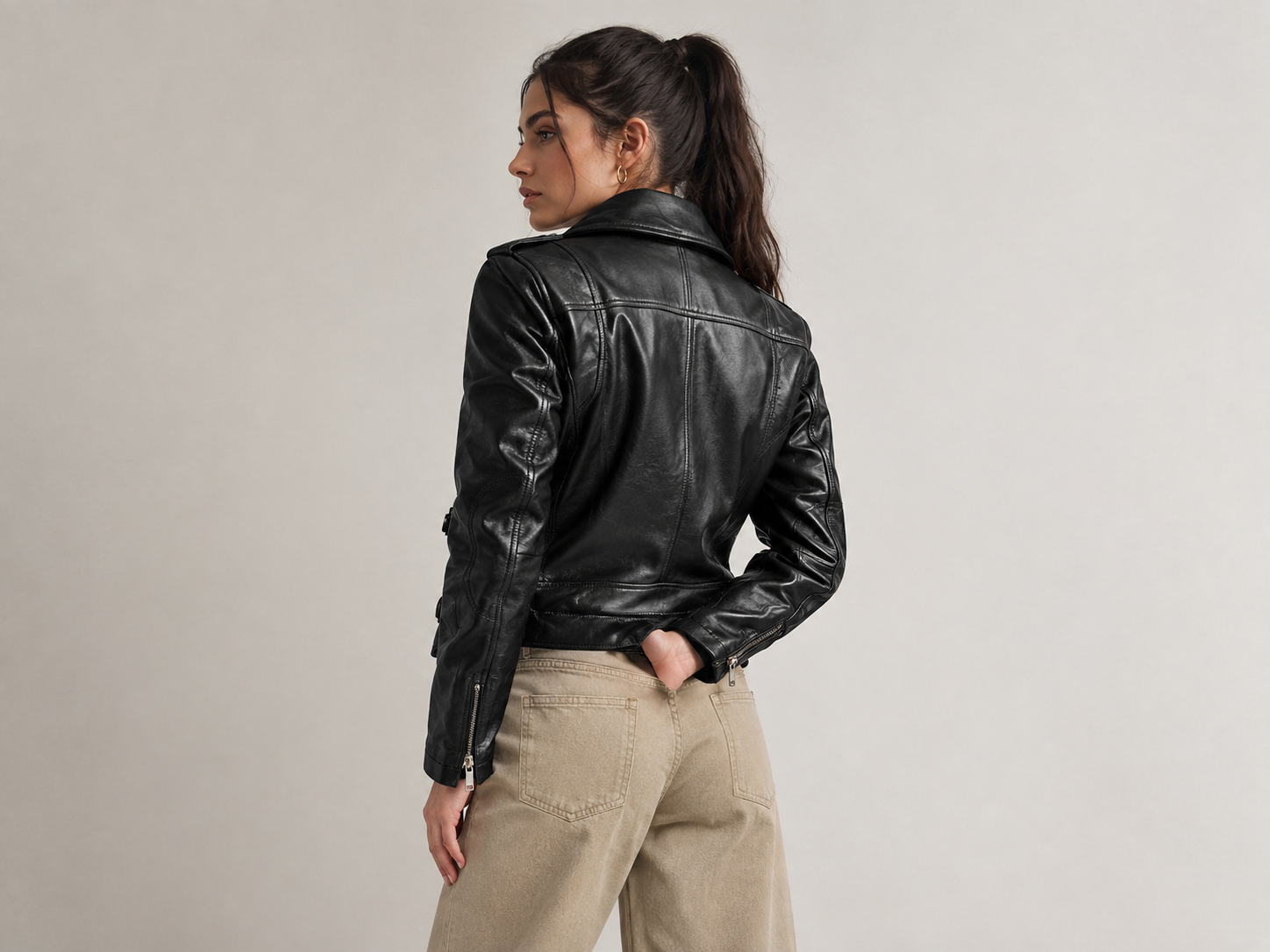 Women’s Genuine Leather Asymmetrical Moto Jacket