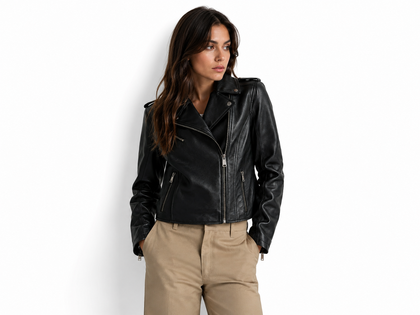 Women’s Genuine Leather Asymmetrical Moto Jacket