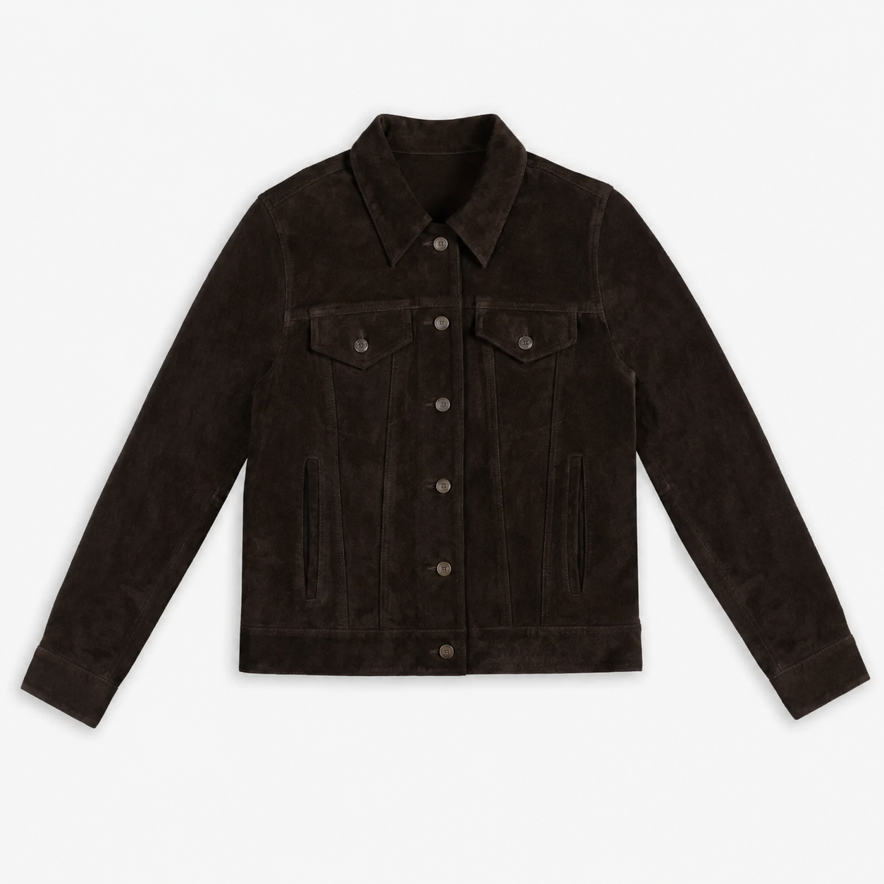 Women’s Chocolate Waxed Suede Trucker Jacket