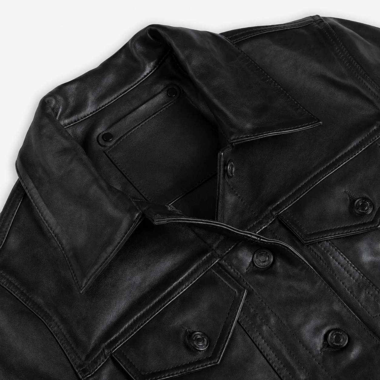 Women’s Black Lambskin Leather Trucker Jacket