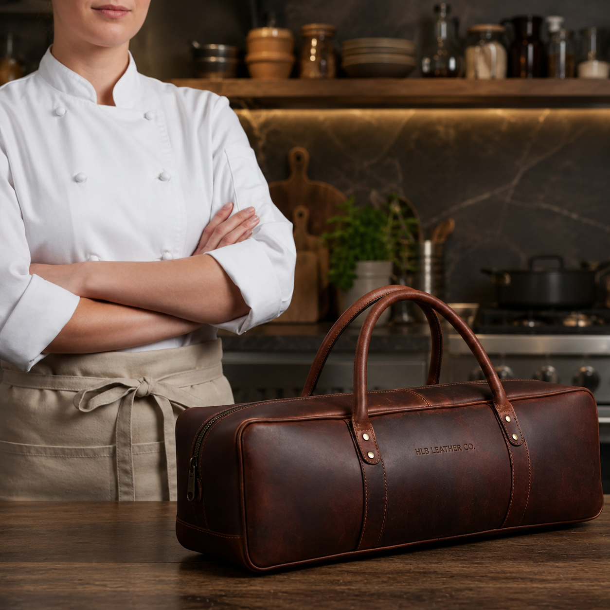 Premium Buffalo Leather Chef Knife Roll Bag