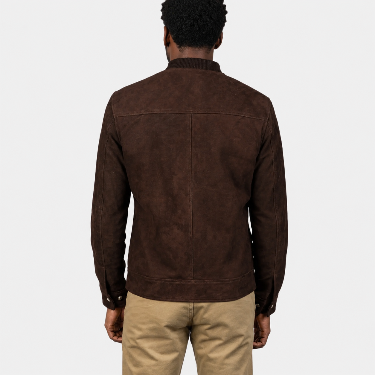 Men’s Dark Brown Goatskin Suede Bomber Jacket