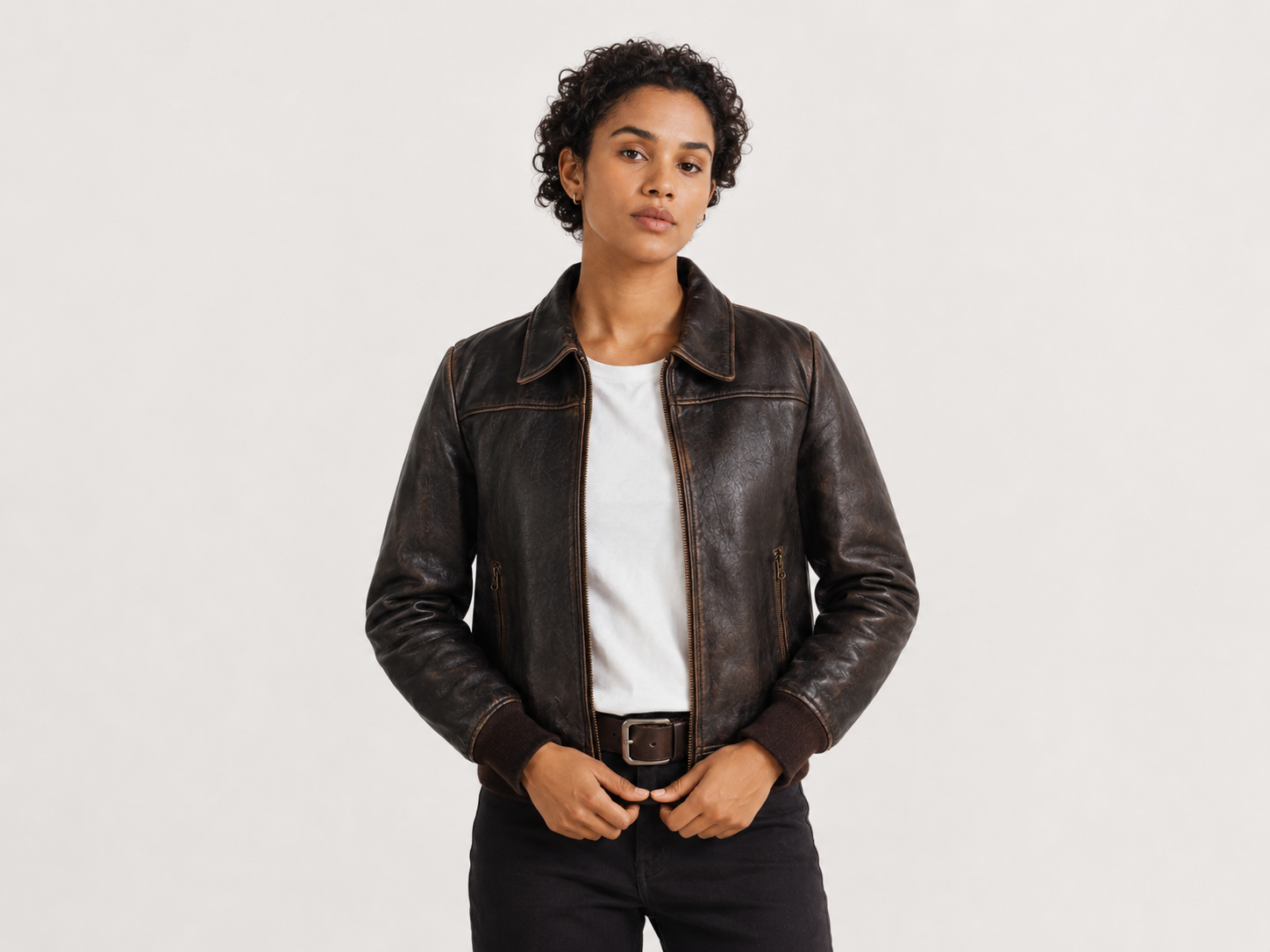 Women’s Lambskin Leather A-2 Flight Jacket – 21.5 Inch