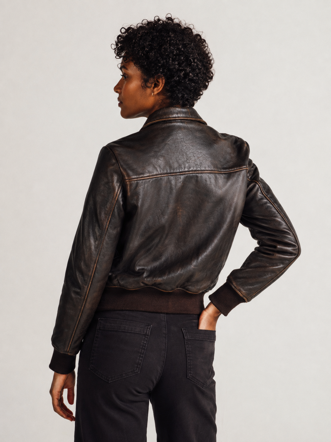 Women’s Lambskin Leather A-2 Flight Jacket – 21.5 Inch