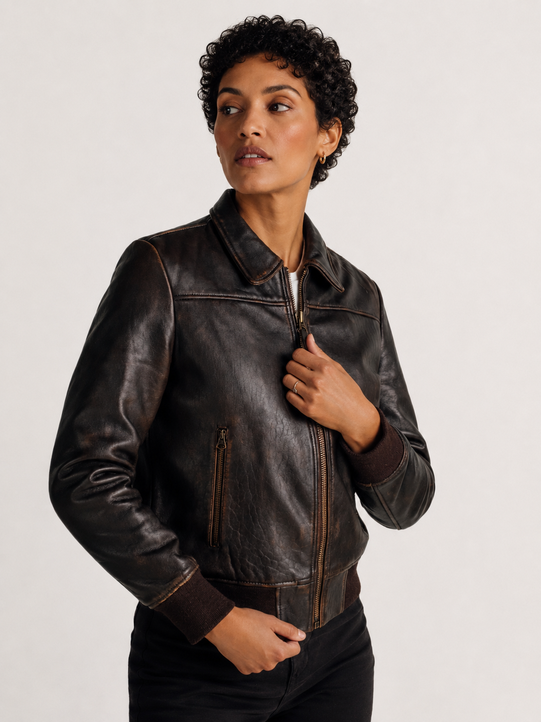 Women’s Lambskin Leather A-2 Flight Jacket – 21.5 Inch